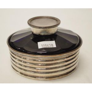 Georgian Sheffield plate and blue glass inkwell circa 1800, 9…