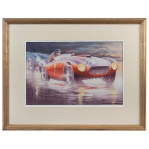 John Orlando Birt (b.1947), Wet day, race day, watercolour,…