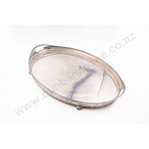 Edwardian silverplate oval two handled banquet tray, pierced…