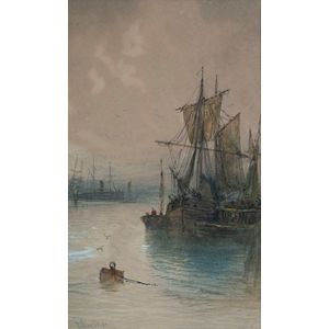 Thomas Mortimer (1880 - 1920), fishing vessels, watercolour,…