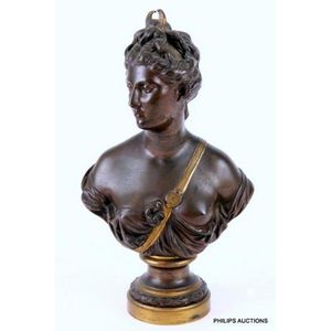 A fine bronze bust of Diana after Jean-Antoine Houdon C1900,…