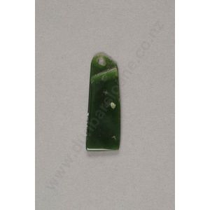Pounamu pendant, Kawakawa with white inclusions. Thin and flat…
