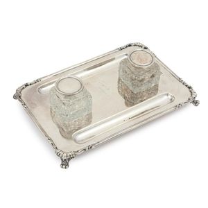 A George V sterling silver inkstand, Josiah Williams & Co, 1914…
