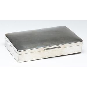 A mid century Italian silver 800 cigar box, with timber lining…