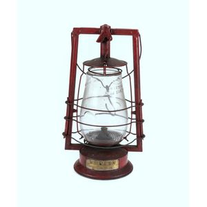 Station Emergency lantern. Red painted Dietz with brass plate…