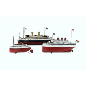 3 various tinplate Ocean liners. Includes Bing 2 two funnel…