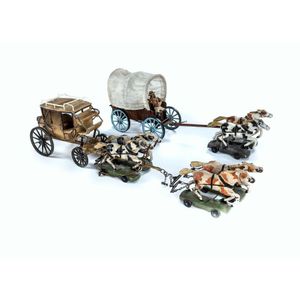 Elastolin wild West Pioneer wagon and Stagecoach. Tinplate…