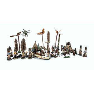 Elastolin wild West Indian figures. Includes domestic scenes,…
