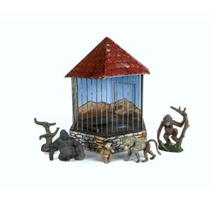 Elastolin Gorilla Enclosure. Hexagonal wooden construction,…