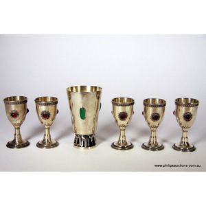A group of six sterling silver Judaica items, a kiddush cup and…