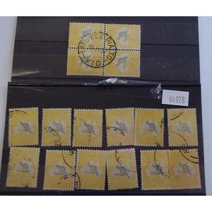 Block of 4 Australian five shilling roos stamps together with…