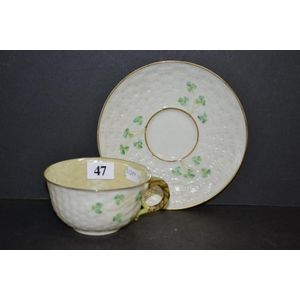 BELLEEK SHAMROCK CUP & SAUCER - Irish Crossroads