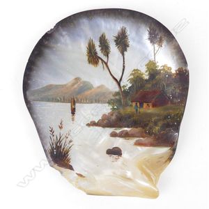 A painted shell in the manner of John Philemon Backhouse, - a…