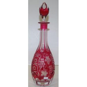 Bohemian red flash cut glass decanter with grape and vine…