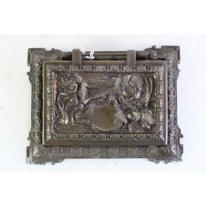 19th century style brassed notebook pad stamped 7493, height 18…