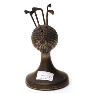 Edwardian sterling silver golf ball form stand with five gold…