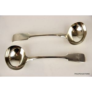 Georgian English antique Silver pair of Sauce ladles Both Hallmarked for London newest 1809 maker Thomas Dicks.