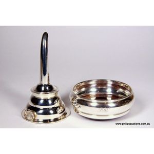 A sterling silver wine funnel and coaster, 2003 Birmingham,…