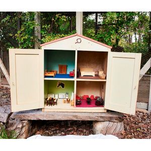 Hand built doll's house, with fitted interior and filled with…