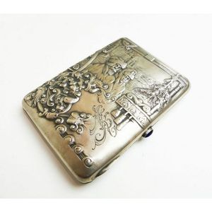 Russian Silver Cigarette Case with Winter Scene Embossing - Smoking ...