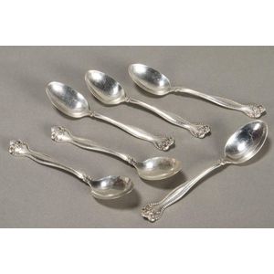 Six American sterling silver coffee spoons, with c-scroll&hellip;