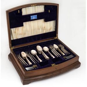 A silver plate 'St James' pattern part flatware service, Walker…