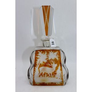 Bohemia Art Deco decanter, amber etched deer decanter proud…