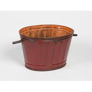 A pair of red painted metal wine bins, French, 19th century. 46…