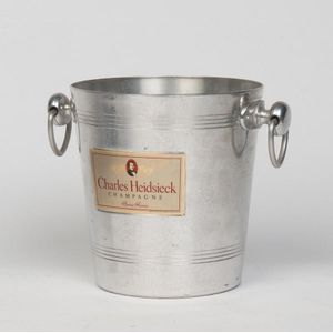A French metal wine cooler labelled Charles Heideseck, Reims,…