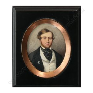 A Victorian hand painted portrait miniature of Wm. Saendeir,…
