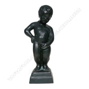 A vintage bronze cherub fountain head 'Puer mingens', the young…
