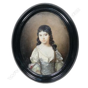 A portrait miniature in oils on copper of a girl, in early 18th…