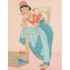 Paul Jacoulet (1896-1960), L'Attente, Celebes Menado, woodblock…