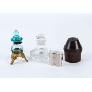 A small collection of inkwells comprising a Bakelite 'Onoto the…