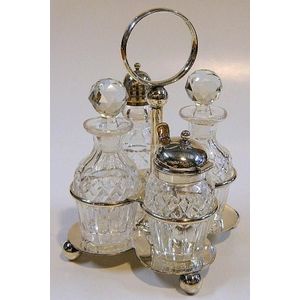 Spice Cruet Holder Caddy condiment Set Victorian silver plated