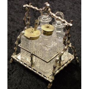 Antique silver plated cruet set. Height 20 cm approx