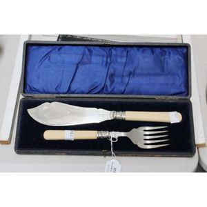 VINTAGE JAMES WALKER Fish Knives & Forks Cutlery Original Box Set