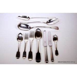 A fine sterling silver cutlery service for twelve, including…