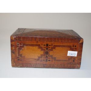 Antique Timber Money Box with Veneer Overlay, 15cm Width - Money Boxes ...