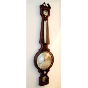 Georgian banjo barometer, c. 1790, mahogany case with pearwood…