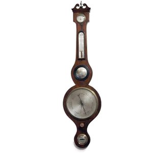 Victorian Flame Mahogany Wheel Barometer. Silvered hygrometer,…