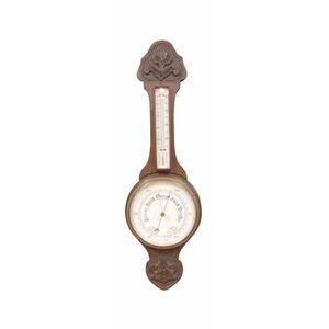 English oak barometer with a working porcelain face fahrenheit…