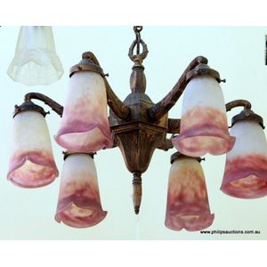 An Art Nouveau gilt bronze chandelier by Muller Freres, circa&hellip;