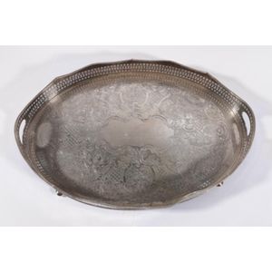 Large Barker Ellis silver plated butler's tray with pierced…