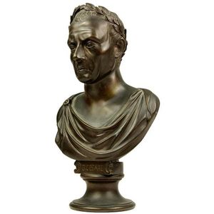 Bronze cast bust of Gaius Julius Caesar mounted on a bronze…