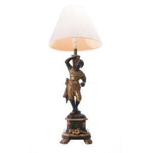 A 19th century blackamoor lamp base, the figure mounted on a…