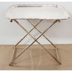 Silver plated butlers tray on stand, 58 cm high, 60 cm wide, 43…