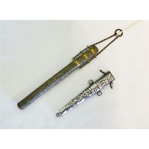 Two chatelaine pencil holders, one gilt metal, one silver…