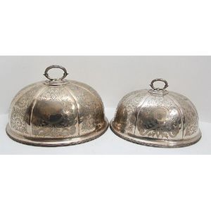 Two Elkington & Co. silver plated graduating meat covers