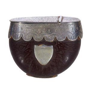 A 19th century Australian burra bean and silver vesta case, the…
